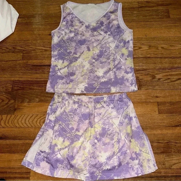 Vintage Dresses & Skirts - Vintage y2k tennis Athletic Matching Skirt & Tank Top Set Lilly’s Beverly Hills